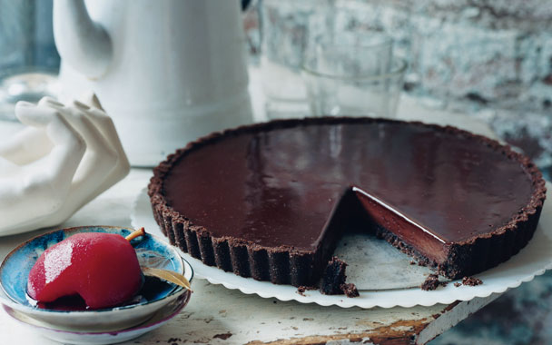 Chocolate-Glazed Chocolate Tart