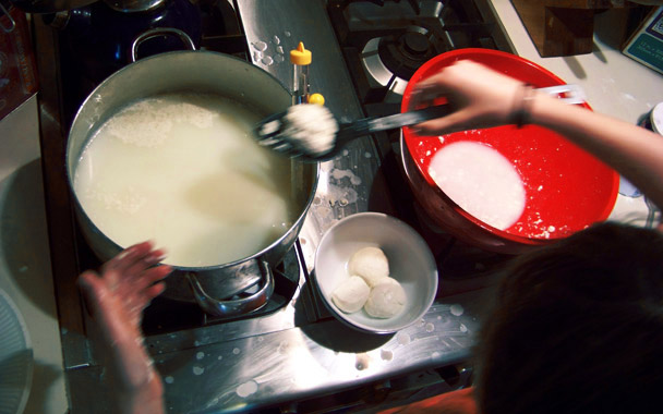 mozzarella making