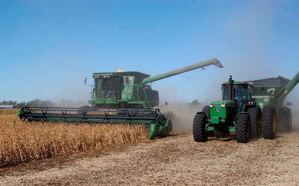 combine on a farm