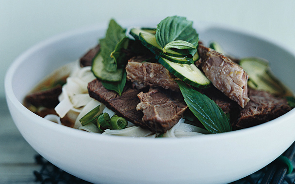 Southeast Asian Beef and Rice-Noodle Soup