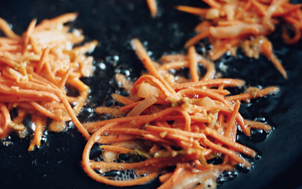 Sweet-Potato and Kimchi Pancakes