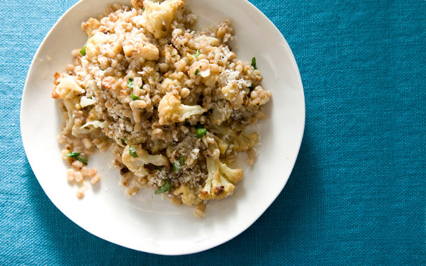 Roasted Cauliflower Barley Risotto