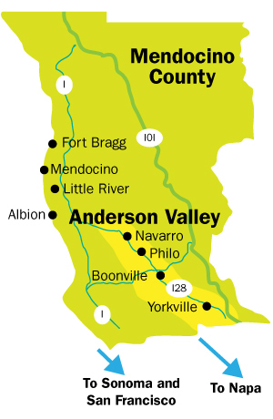 Anderson Valley Map Mendocino 