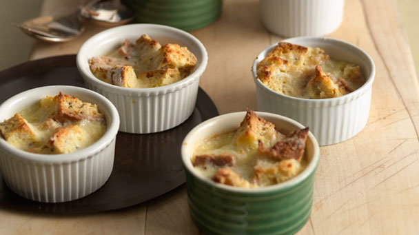 Farmhouse Cheese and Caraway Soda Bread Puddings