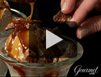 Irish Coffee Sundaes with Caramel Whiskey Sauce and Coffee Nut Crisp