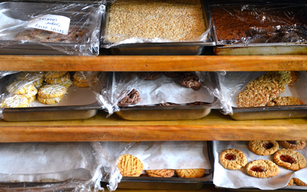 Hugh Hefner’s four-tier snack drawer is stocked daily with freshly baked desserts.