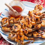 Grilled Shrimp with Honey-Ginger Barbecue Sauce