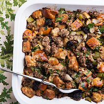 Challah, Sausage, and Dried Cherry Stuffing