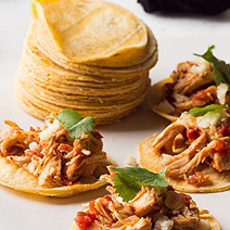 Bite-Size Chipotle Chicken Soft Tacos (<em>tinga de pollo</em>)