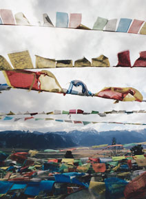 Prayer flags (at South Baiji Temple) are said to promote peace, compassion, strength,
and wisdom