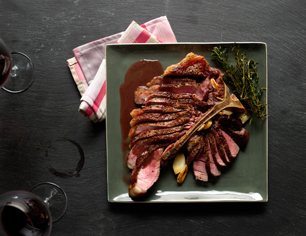 Tuscan Porterhouse Steak with Red Wine–Peppercorn Jus