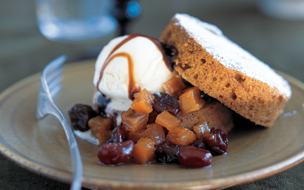 Pumpkin Cake with Sage Ice Cream