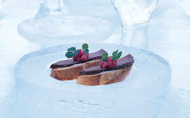 Smoked-Duck Toasts with Gingered Rhubarb