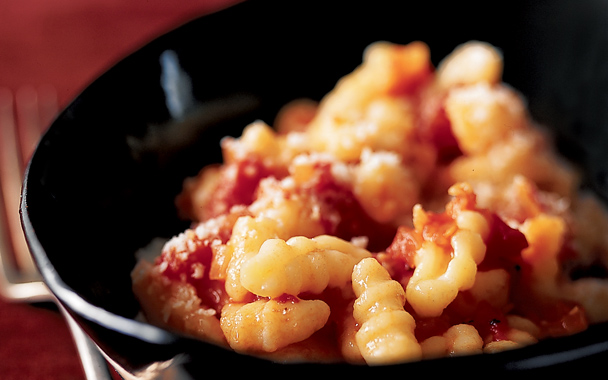 Gnocchetti all’Amatriciana (Tiny Potato Dumplings with Tomato, Onion, and Guanciale Sauce)