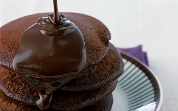 Chocolate Griddle Cakes with Chocolate Sauce 