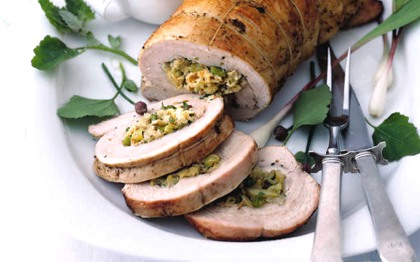 Turkey Breast Stuffed with Matzo and Fennel