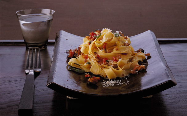 Tagliatelle with Chestnuts, Pancetta, and Sage