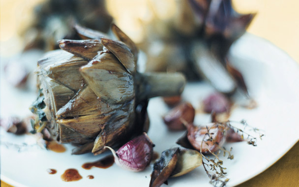 artichokes braised with garlic and thyme