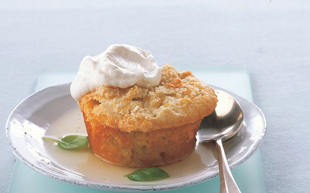 Lemon Cakes with Basil Lemon Syrup