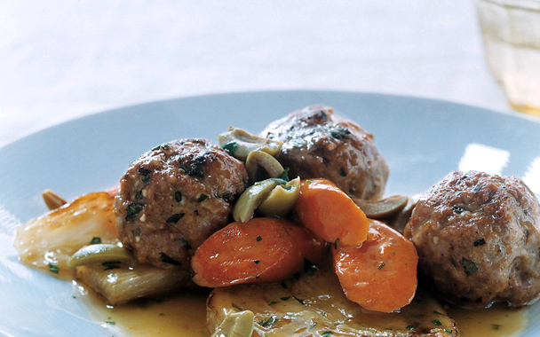 Veal Meatballs with Braised Vegetables