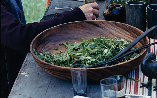 grilled mushroom salad with arugula 