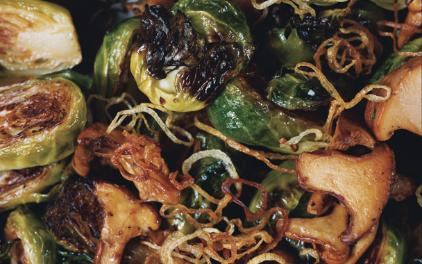 Brussels Sprouts with Shallots and Wild Mushrooms