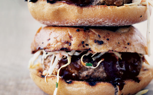 Barbecued Pork Burgers with Slaw