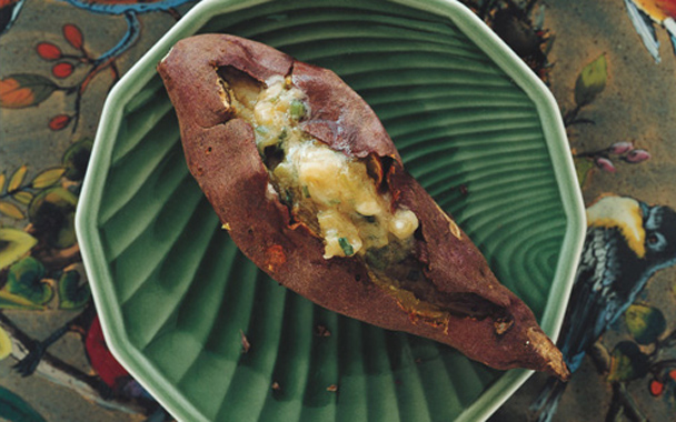 Roasted Japanese Sweet Potatoes with Scallion Butter