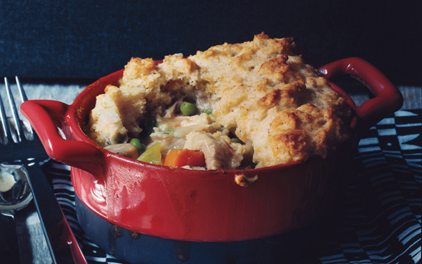 Turkey Potpie with Cheddar Biscuit Crust