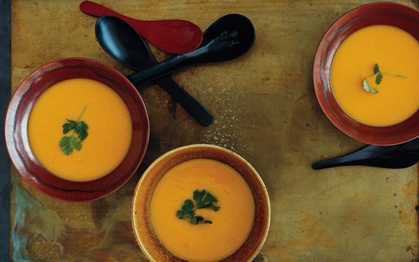 pumpkin corn and lemongrass soup