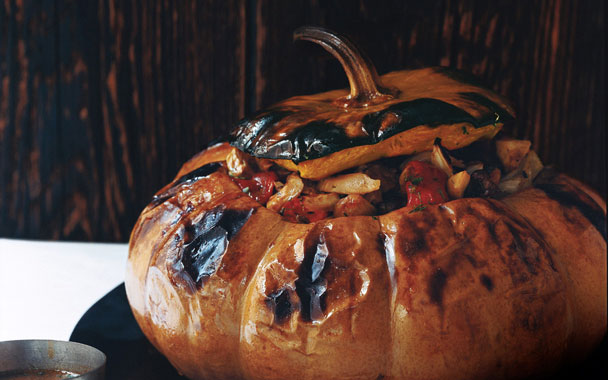 Pumpkin Stuffed with Vegetable Stew