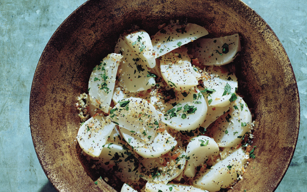Braised Turnips with Poppy-seed Bread Crumbs