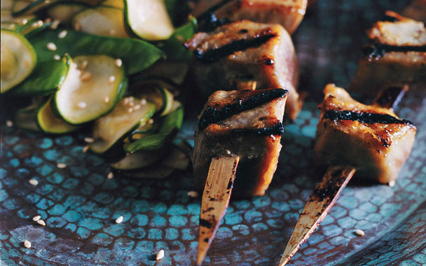 miso-glazed tuna kebabs