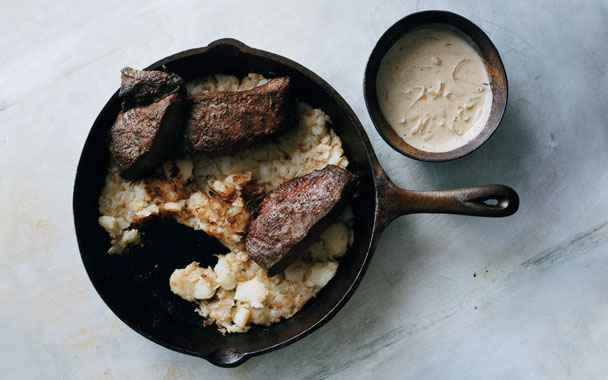 flatiron steak and hash browns