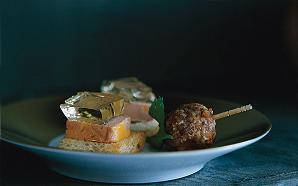 foie gras toasts, and goat cheese marbles