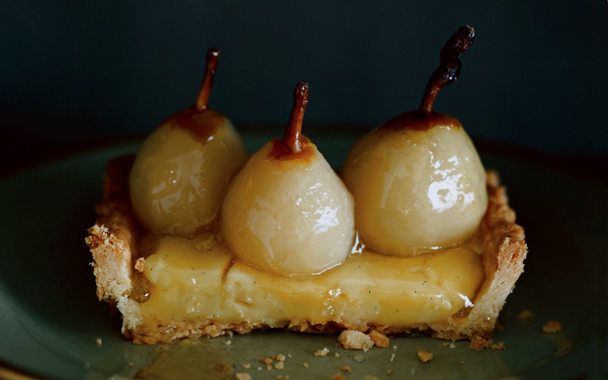 Seckel Pear Tart with Poire William Cream