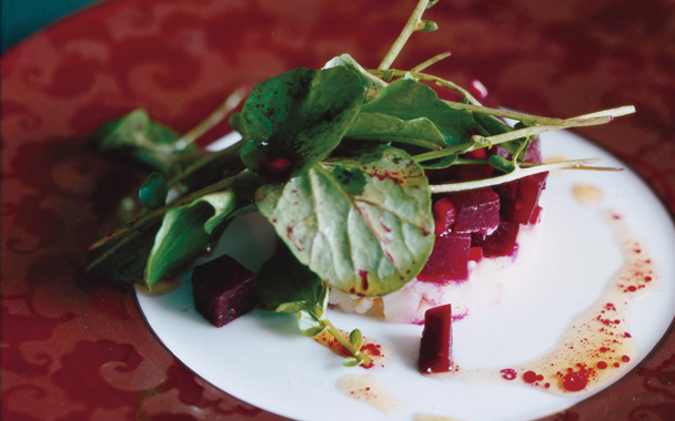 Smoked-Sable Tartare With Beets and Watercress