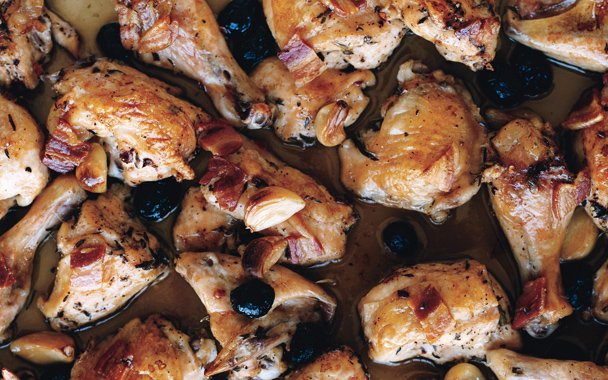 Roast Chicken with Pancetta and Olives