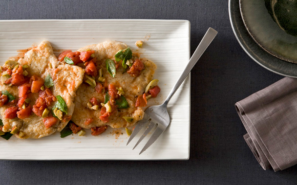 Chicken Scallopini with White-Wine Tomato Sauce	