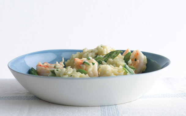 lemony risotto with asparagus and shrimp