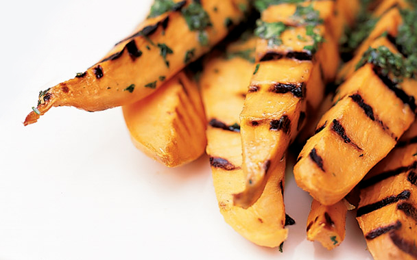 grilled sweet potatoes with lime cilantro vinaigrette