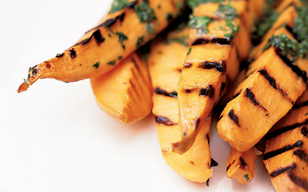 Grilled Sweet Potatoes with Lime Cilantro Vinaigrette