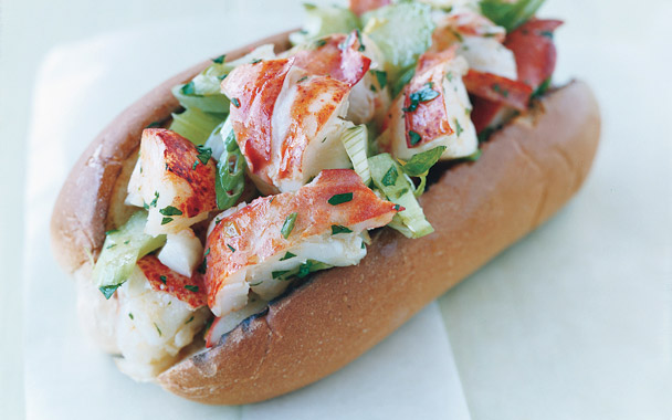 lobster rolls with lemon vinaigrette and garlic butter