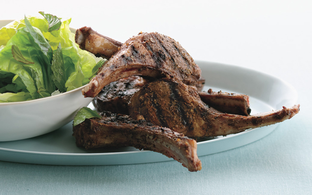 Lebanese Lamb Chops with Lemony Lettuce