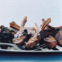 Rosemary Lamb Chops with Swiss Chard and Balsamic Syrup